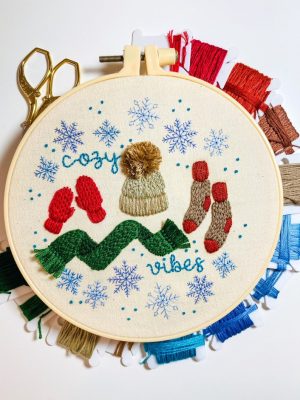 Kerstig vrijborduur patroon Vrij borduren patroon winter cozy